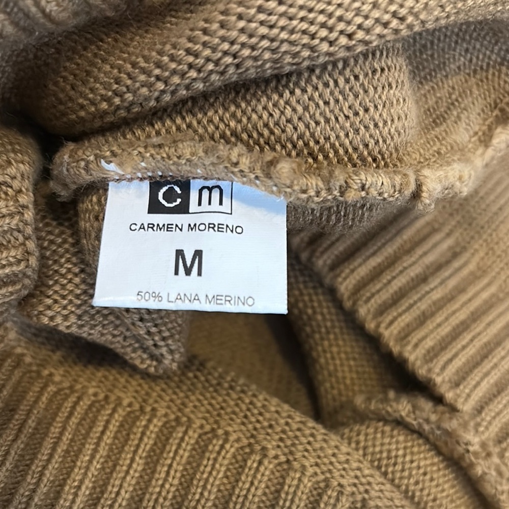 Women’s Tan Turtleneck Sweater by Carmen Moreno size M - Picture 2 of 11